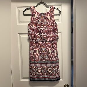 Vince Camuto Pink & Coral Paisley Print Dress with White Lining